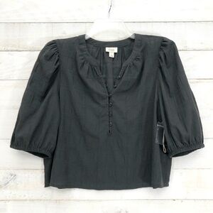 NWOT a.n.a. Puff Sleeve Top • Sz L • Dark Gray